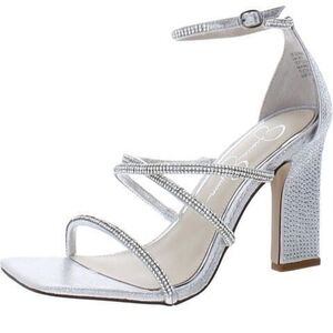 Jessica Simpson Women Elegant Silver Strappy Heels
